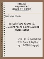 Slide HIỆU QUẢ sử DỤNG đất CANH TÁC TẠI xã QUẢNG PHƯƠNG HUYỆN QUẢNG TRẠCH TỈNH QUẢNG BÌNH 