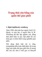 Tài liệu Trạng thái cân bằng của quần thể giao phối 1. Định luậtHardy-weinberg Năm 1908, doc