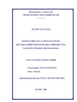 Đánh giá hiệu quả và đề xuất sử dụng đát nông nghiệp theo hướng phát triển bền vứng tại huyện yên định , tỉnh thanh hóa 