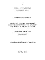 Nghiên cứu tổng hợp zeolit 3a từ cao lanh a lưới và ứng dụng xử lý cồn công nghiệp thành cồn tuyệt đối 