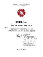 LUẬT TRỌNG tài THƯƠNG mại năm 2010 NHỮNG vấn đề đặt RA và GIẢI PHÁP THỰC THI 