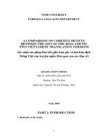 A comparison on cohesive devices between the gift of the magi and its two vietnamese translation versions 