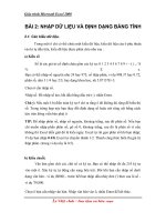Tài liệu Giáo trình Excel - Bài 2: NHẬP DỮ LIỆU VÀ ĐỊNH DẠNG BẢNG TÍNH doc