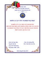 Nghiên cứu các nhân tố ảnh hưởng đến mức độ thỏa mãn trong công việc của người lao động tại công ty may trường giang thành phố tam kỳ, tỉnh quảng nam 