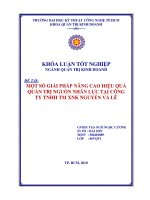 Một số giải pháp nâng cao hiệu quả quản trị nguồn nhân lực tại công ty TNHH TM XNK nguyễn và lê 