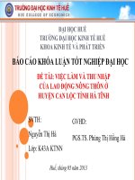 Slide VIỆC làm và THU NHẬP của LAO ĐỘNG NÔNG THÔN ở HUYỆN CAN lộc TỈNH hà TĨNH 