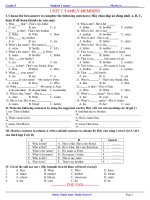 Tài liệu UNIT 7: FAMILY MEMBERS