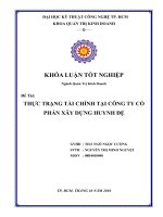 Thực trạng tài chính tại công ty cổ phần xây dựng huynh đệ  khóa luận tốt nghiệp 