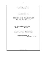 Tính ổn định của một lớp hệ rời rạc có trễ luận văn thạc sỹ toán học 