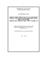 Những biện pháp quản lí góp phần nâng cao chất lượng đội ngũ giáo viên dạy nghề trường kỹ thuật việt đức   nghệ an 