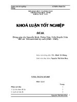 Đóng góp của nguyễn bính, thâm tâm và trần huyền trân đối với thơ mới ở thời kỳ cuối (1940 1945 ) 