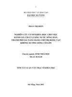 Nghiên cứu cơ sở khoa học cho việc đánh giá chất lượng nước sông hàn, thành phố đà nẵng bằng chỉ thị động vật không xương sống cỡ lớn 