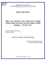Nhu cầu tham vấn tâm lý của học sinh THPT huyện xuyên mộc tỉnh bà rịa   vũng tàu 