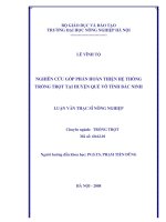 Nghiên cứu góp phần hoàn thiện hệ thống trồng trọt tại huyện quế võ tỉnh bắc ninh 
