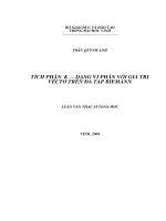 Tích phân k- dạng vi phân với giá trị véctơ trên đa tạp riemann 
