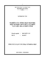 Nghiên cứu tính chất hấp phụ một số hợp chất hữu cơ trên vật liệu SBA 15 biến tính 