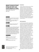 Tài liệu Human resources issues facing the hotel and travel industry in China ppt