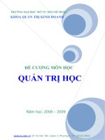 Tài liệu ĐỀ CƯƠNG MÔN HỌC QUẢN TRỊ HỌC pdf