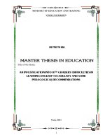 An investigation into 10th graders difficulties in learning english vocabulary and some pegagogical recommendations 