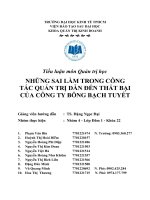 Những sai lầm trong công tác quản trị dẫn đến sai lầm của công ty bông bạch tuyết 