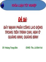 ĐẨY MẠNH PHÂN CÔNG LAO ĐỘNG TRONG TIẾN TRÌNH CNH, hđh ở   QUẢNG NINH, QUẢNG BÌNH 