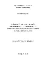 Phân lập và xác định cấu trúc một số hợp chất flavonoit từ cây lãnh công xám (fissistigma glaucescens (hance) merr ) ở hà tĩnh luận văn thạc sỹ hóa học 