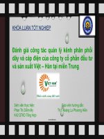 Slide đánh giá công tác quản lý kênh phân phối dây và cáp điện của công ty cổ phần đầu tư và sản xuất việt   hàn tại miền trung 