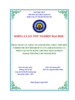 Phân tích các nhân tố ảnh hưởng trực tiếp đến ý định chuyển đổi dịch vụ của khách hàng cá nhân tại ngân hàng thương mại cổ phần ngoại thương việt nam – chi nhánh huế 