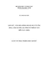 Lịch sử   văn hóa dòng họ hà huy ở cẩm hưng, cẩm xuyên, hà tĩnh từ thế kỷ XVI đến nay (2009) 