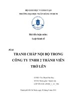 tranh chấp nội bộ trong công ty TNHH 2 thành viên trở lên 