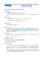 Tài liệu ÐỀ THI TUYỂN SINH ĐẠI HỌC KHỐI B NĂM 2009 Môn thi: Toán docx