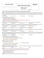 Gián án KT 1 TIẾT Lân1-HK2 LÝ 12NC  MÃ ĐỀ 200( Có ĐA)