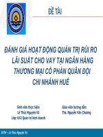 Slide đánh giá hoạt động quản trị rủi ro lãi suất cho vay tại ngân hàng thương mại cổ phần quân đội   chi nhánh huế 