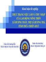 Slide THỰC TRẠNG VIỆC làm và THU NHẬP của LAO ĐỘNG NÔNG THÔN xã HƯƠNG TOÀN, THỊ xã HƯƠNG TRÀ,TỈNH THỪA THIÊN HUẾ 