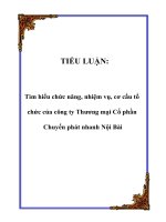 Tìm hiểu chức năng, nhiệm vụ, cơ cấu tổ chức của công ty Thương mại Cổ phần Chuyển phát nhanh Nội Bài