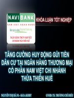 Slide TĂNG CƯỜNG HUY ĐỘNG gửi TIỀN dân cư tại NGÂN HÀNG THƯƠNG mại cổ PHẦN NAM VIỆT CHI NHÁNH THỪA THIÊN HUẾ 
