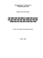 Các biện pháp bồi dưỡng kỹ năng tìm lời giải các bài toán cho học sinh cuối bậc tiểu học thông qua dạy học rèn luyện giải toán 
