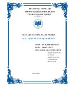 TIỂU LUẬN văn hóa DOANH NGHIỆP THẢO LUẬN về vấn NẠN CHÈ bẩn 