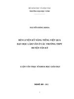 Rèn luyện kỹ năng tiếng việt qua dạy học làm văn ở các trường THPT huyện tân kỳ luận văn thạc sĩ ngữ văn 