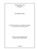 Về tính ổn định của mômen nghiệm các hệ vi phân ngẫu nhiên 