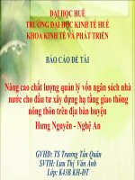 Slide nâng cao chất lượng quản lý vốn ngân sách nhà nước cho đầu tư xây dựng hạ tầng giao thông nông thôn trên địa bàn huyện hưng nguyên   nghệ an 