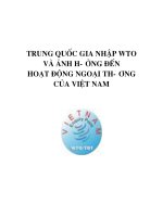 Trung quốc gia nhập WTO và ảnh hưởng đến hoạt động ngoại thương của việt nam 
