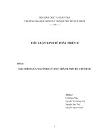 ĐẶC điểm của NGƯỜI DI cư đến THÀNH PHỐ hồ CHÍ MINH 