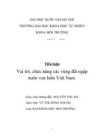 Vai trò, chức năng các vùng đất ngập nước ven biển việt nam  