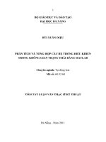 Phân tích và tổng hợp các hệ thống điều khiển trong không gian trạng thái bằng matlab 