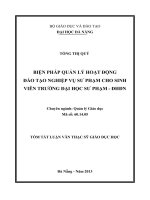 Biện pháp quản lý hoạt động đào tạo nghiệp vụ sư phạm cho sinh viên trường đại học sư phạm   đhđn 