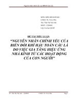 NGUYÊN NHÂN CHÍNH yếu của BIẾN đổi KHÍ hậu TOÀN cầu là DO VIỆC GIA TĂNG HIỆU ỨNG NHÀ KÍNH từ các HOẠT ĐỘNG của CON NGƯỜI 