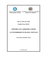 Các tiêu chí của quan hệ lao động trong doanh nghiệp ở hà nội, việt nam 