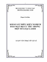 Khảo sát điều kiện nghịch đảo mật độ cư trú trong một số loại laser luận văn thạc sỹ vật lý 