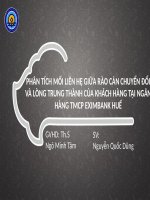 Slide PHÂN TÍCH mối LIÊN hệ GIỮA rào cản CHUYỂN đổi và LÒNG TRUNG THÀNH của KHÁCH HÀNG tại NGÂN HÀNG TMCP EXIMBANK HUẾ 